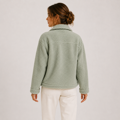 Women's Plush Sherpa Jacket Cozy Lightweight Casual Shacket 3