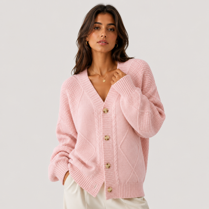 Women's Premium Knit Cardigan Cozy Long Sleeve Button Sweater 4