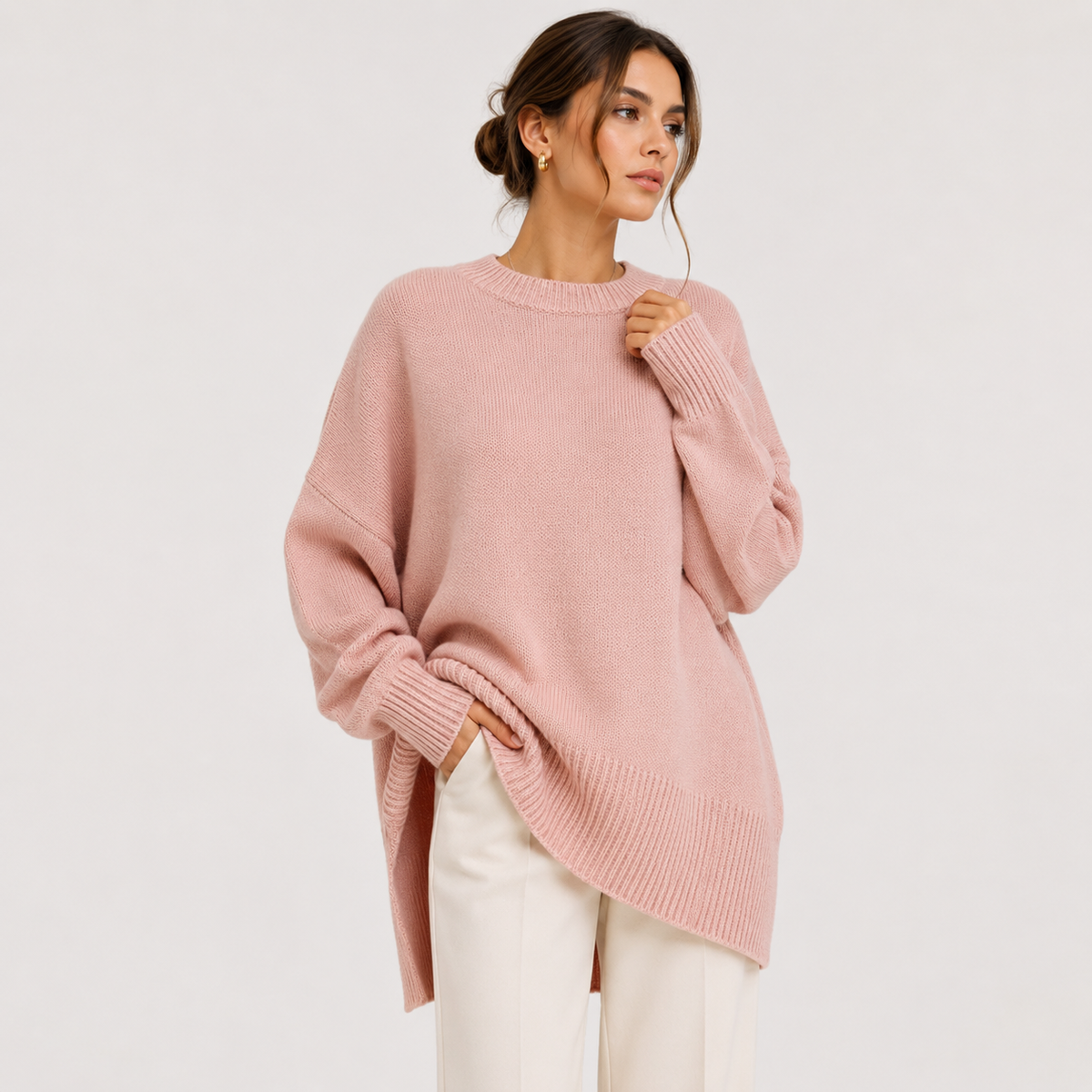 Women's Premium Oversized Sweater UK – Cozy Long Sleeve Knit | The Hesper | Huna
