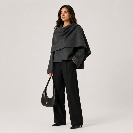 Women's Cape Coat UK – Relaxed Fit Cozy Everyday Winter | The Nerys | Huna