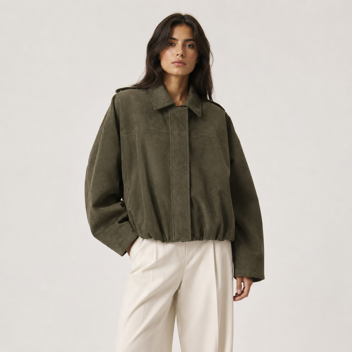 Women's Suede Jacket UK – Relaxed Fit Timeless Refined | The Tamsin | Huna