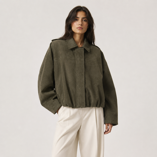Women's Suede Jacket UK – Relaxed Fit Timeless Refined | The Tamsin | Huna