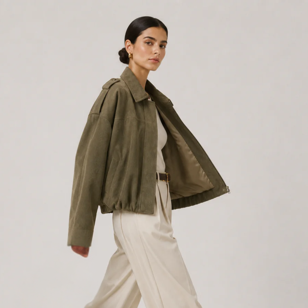 Women's Suede Jacket UK – Relaxed Fit Timeless Refined | The Tamsin | Huna
