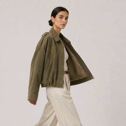 Women's Suede Jacket UK – Relaxed Fit Timeless Refined | The Tamsin | Huna