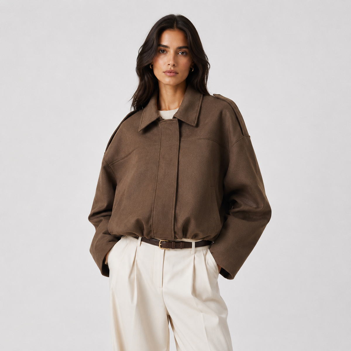 Women's Suede Jacket UK – Relaxed Fit Timeless Refined | The Tamsin | Huna