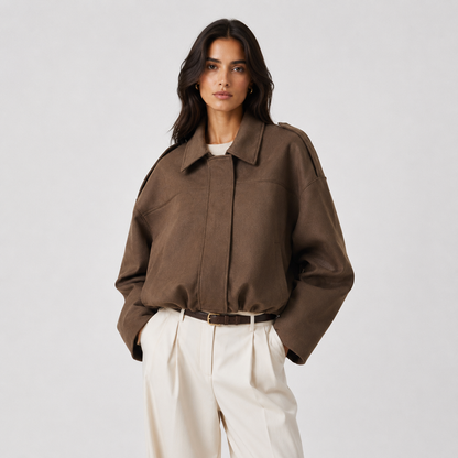 Women's Suede Jacket UK – Relaxed Fit Timeless Refined | The Tamsin | Huna