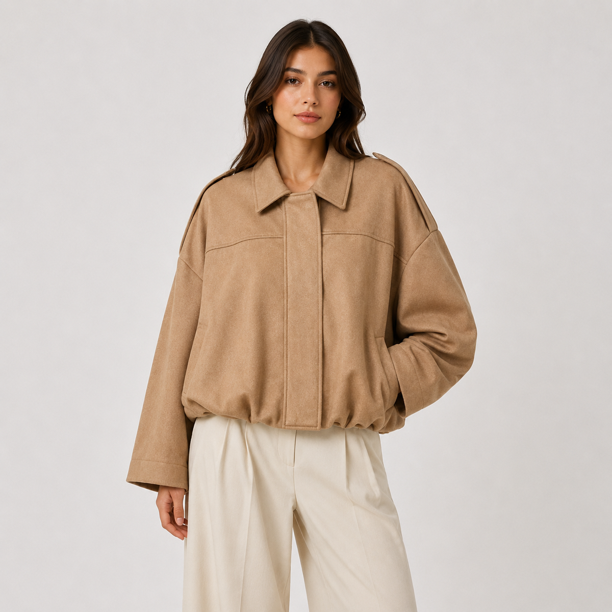 Women's Suede Jacket UK – Relaxed Fit Timeless Refined | The Tamsin | Huna