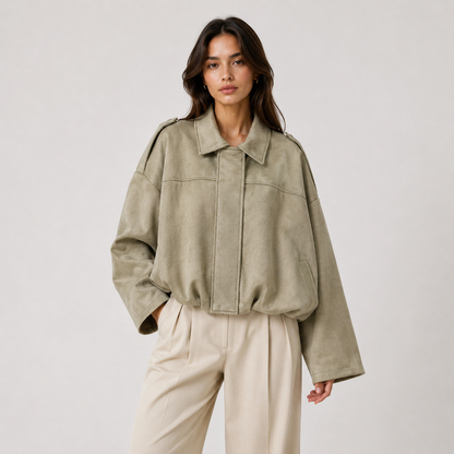 Women's Suede Jacket UK – Relaxed Fit Timeless Refined | The Tamsin | Huna