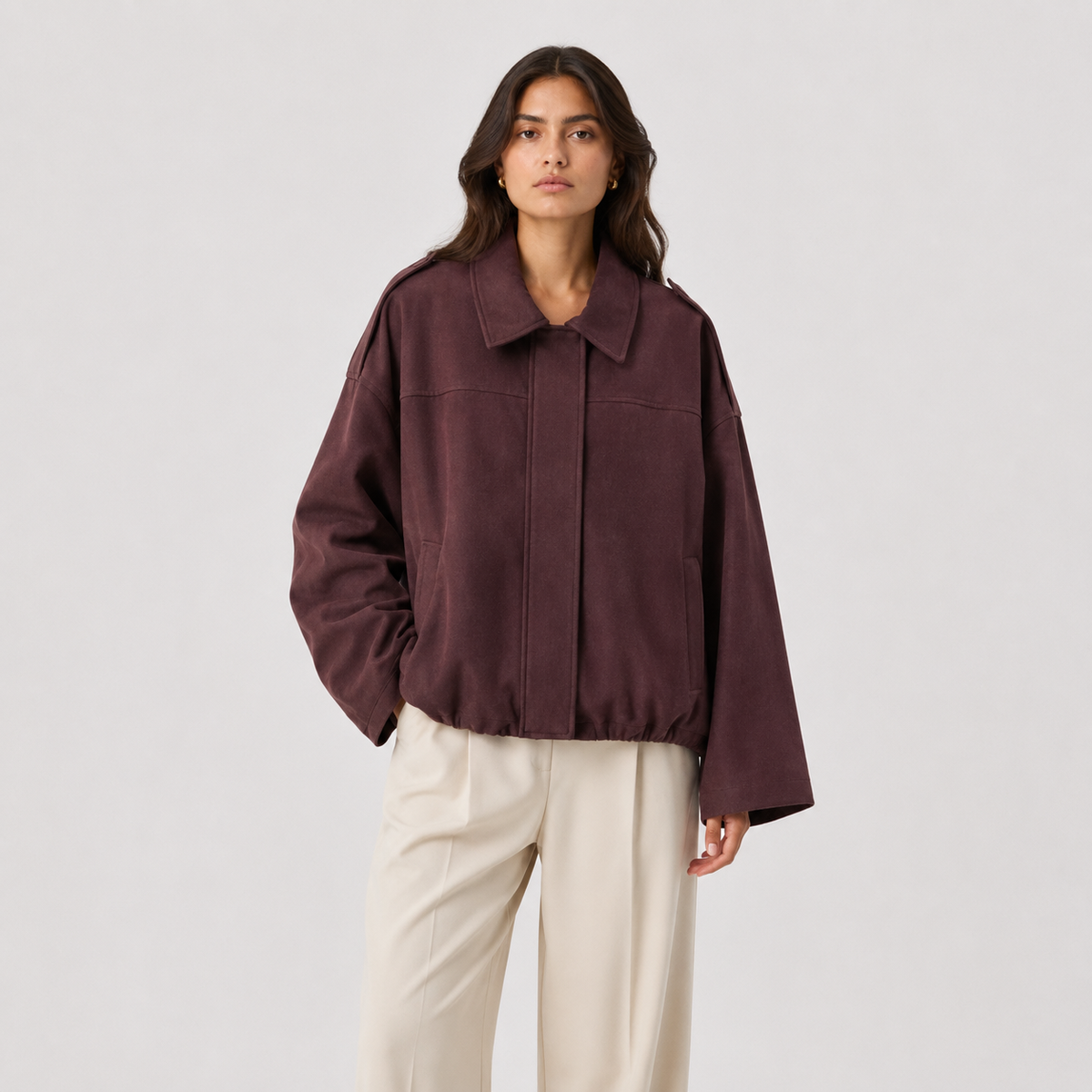 Women's Suede Jacket UK – Relaxed Fit Timeless Refined | The Tamsin | Huna