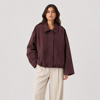 Women's Suede Jacket UK – Relaxed Fit Timeless Refined | The Tamsin | Huna