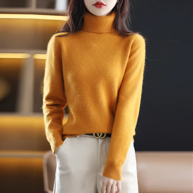 Women's Soft Knit Sweater UK – Chic High Neck Tailored | The Selwyn | Huna