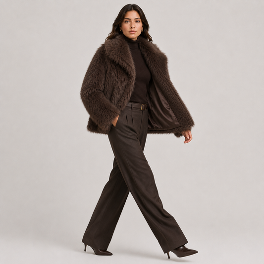 Women's Faux Fur Jacket UK – Warm Winter Elegant Outerwear | The Xanthe | Huna
