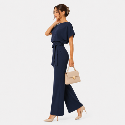 Women's Wide Leg Belted Jumpsuit Relaxed Fit Casual Outfit 1