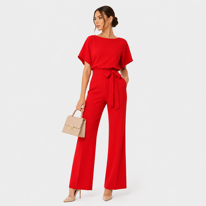 Women's Wide Leg Belted Jumpsuit Relaxed Fit Casual Outfit 5