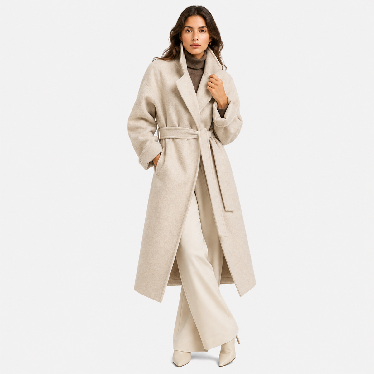 Women's Wrap Coat with Belt UK – Classic Cold Weather | The Kessia | Huna